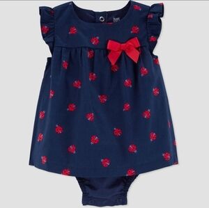 Just One You by Carter's Baby Girls Ladybug Sunsuit Navy Blue 6 Months NWOT